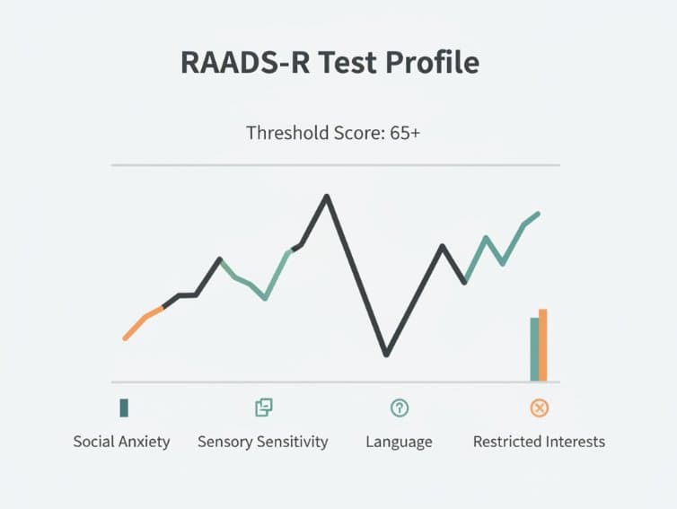 Minimalist RAADS-R test score chart visualization