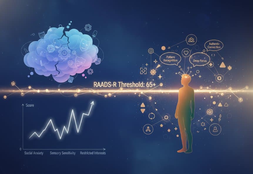 Empathic visualization of RAADS-R threshold for autism